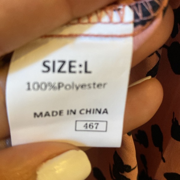 Dokotoo Casual V Neck Alicia Floral Print Long Sleeve Chiffon Button Down Size L - Picture 9 of 12